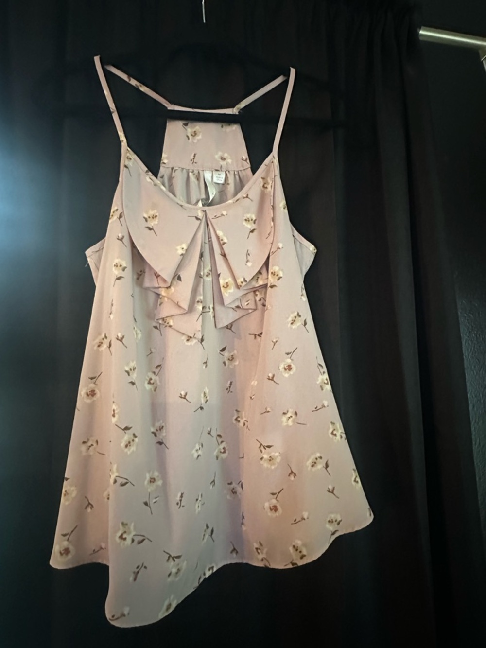 LC Lauren Conrad Dusty Mauve Floral Ruffle Camisole